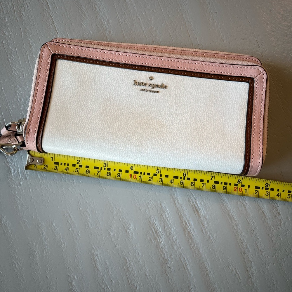 Kate Spade Anita Patterson Drive Double Zip Wristlet Wallet Pink White - Picture 5 of 12
